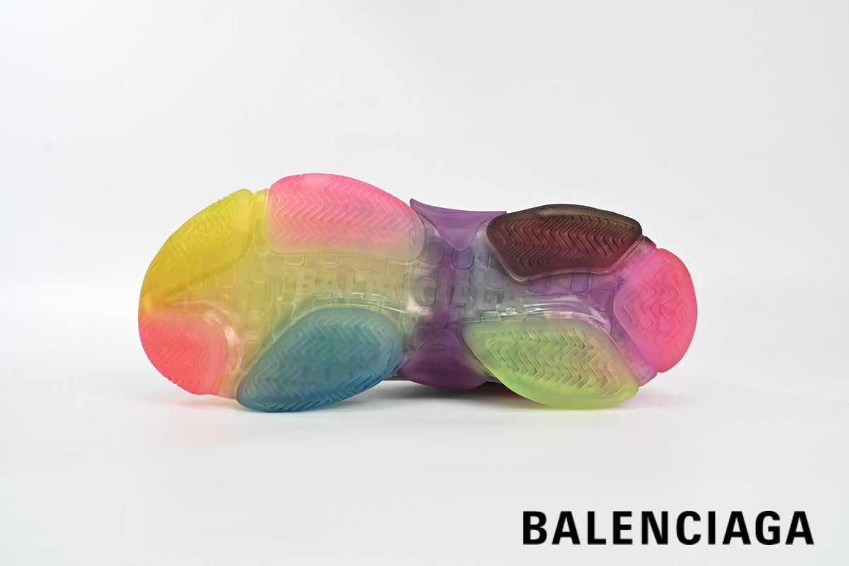 Balenciaga Triple S men's shoes women sneakers¨C White, Rainbow & Clear Sole