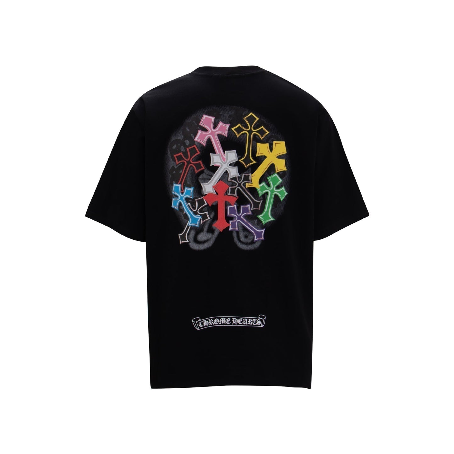 Chrome Heart T Shirts Sanskrit Rainbow Cross Foam Short Sleeve T-Shirt