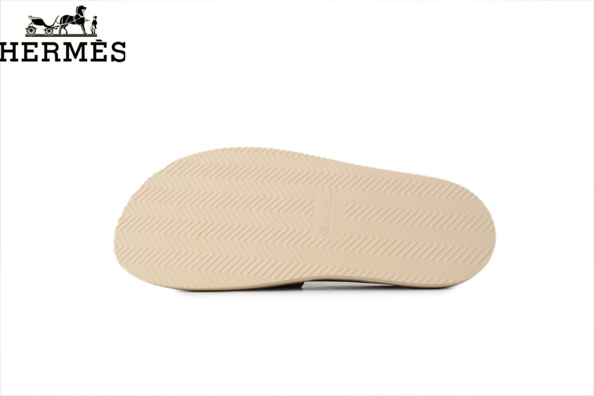 Herm¨¨s Chestnut Brown Suede Single-Band Slide Sandal