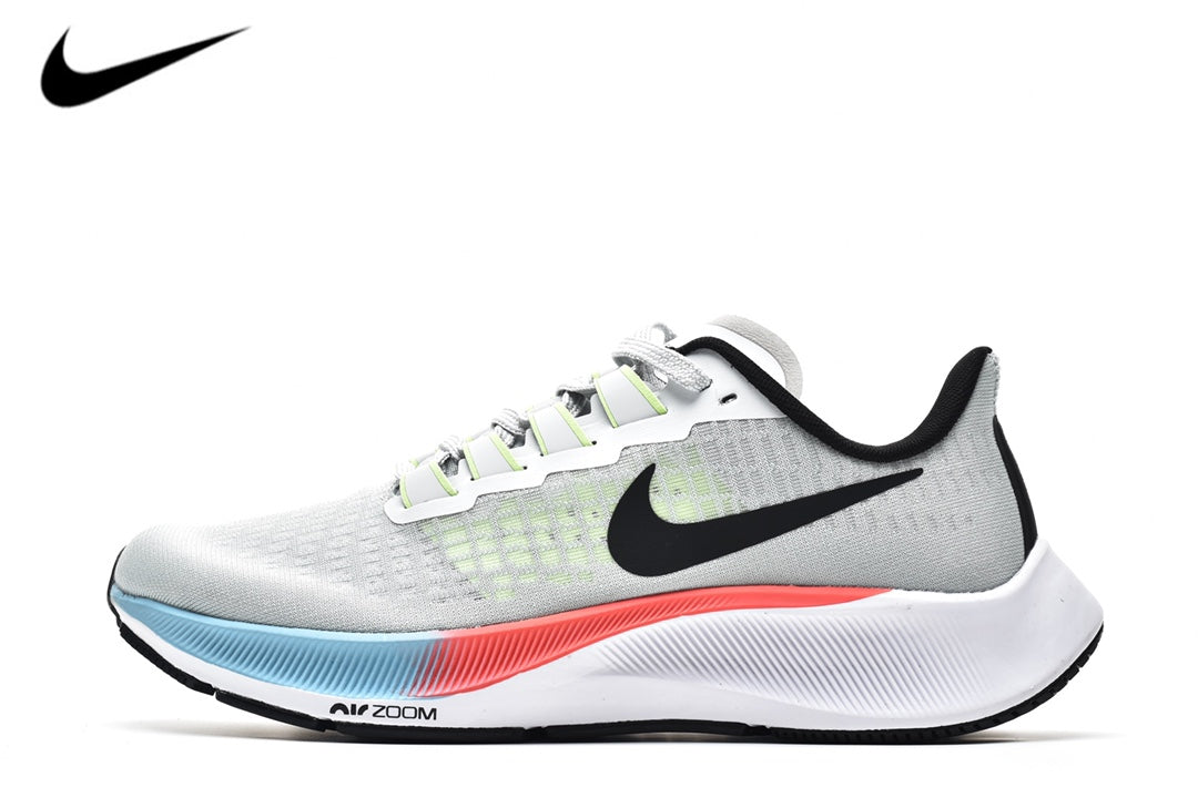 Nike Air Zoom Pegasus 37 ¨C Light Grey / Black / Multi-Color Mesh Running Sneakers