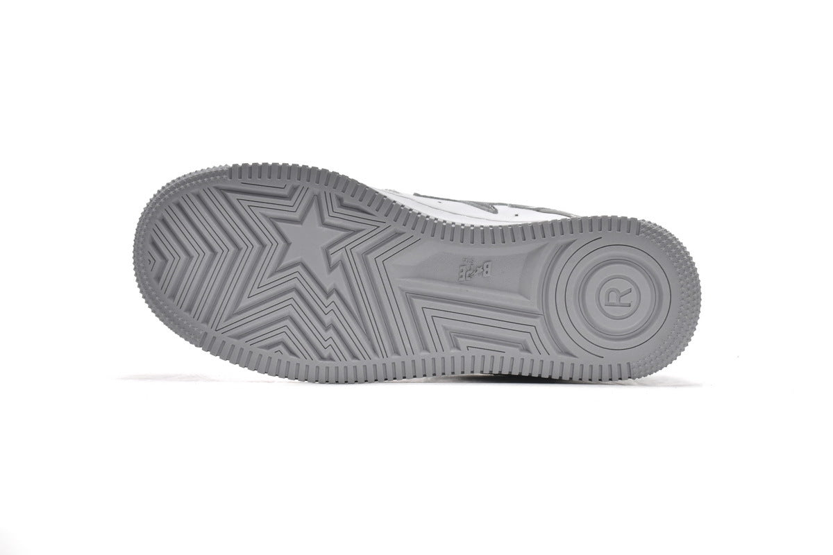 A BATHING APE BAPE STA Silver & White Camo-Star Sneakers | Women's & Men's Skate-Inspired Shoes