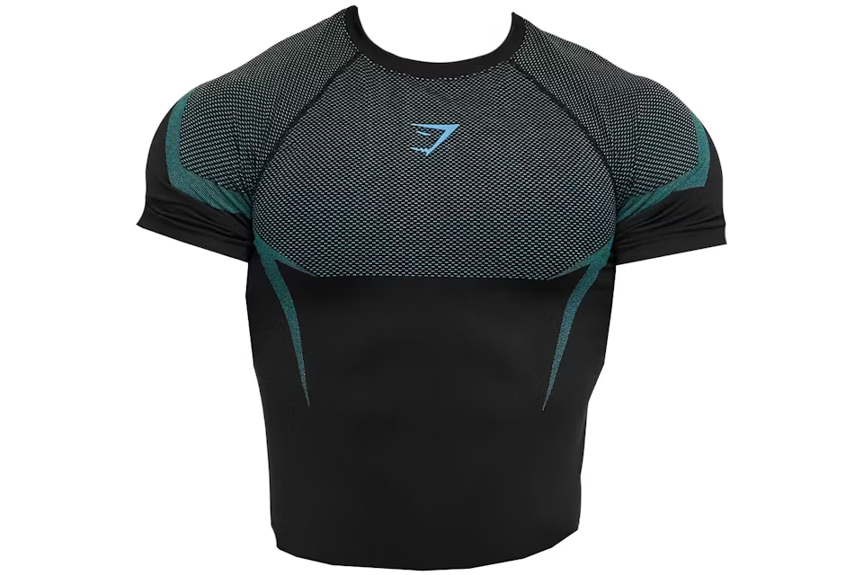 Gymshark Onyx 5.0 Seamless Muscle Fit T-shirt Black/Brand Blue