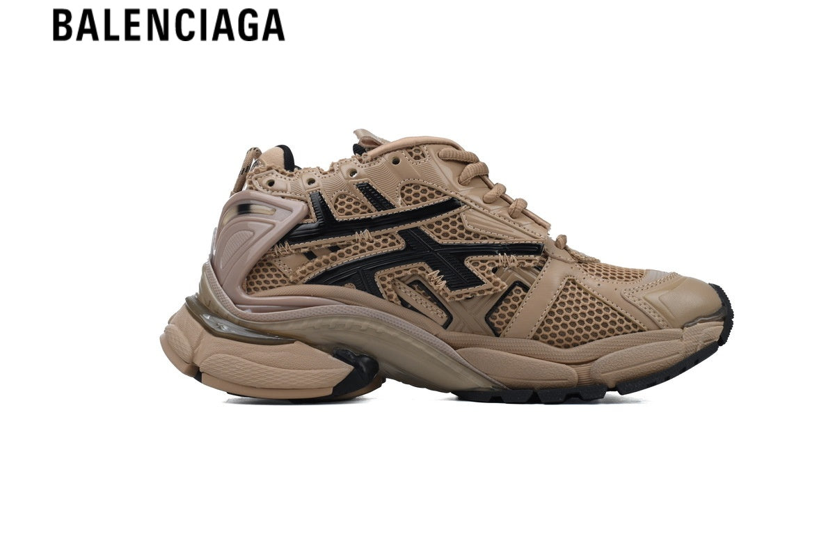 Balenciaga Runner men's shoes  women sneakers ¡ª Beige Mesh & Black Synthetic Overlays