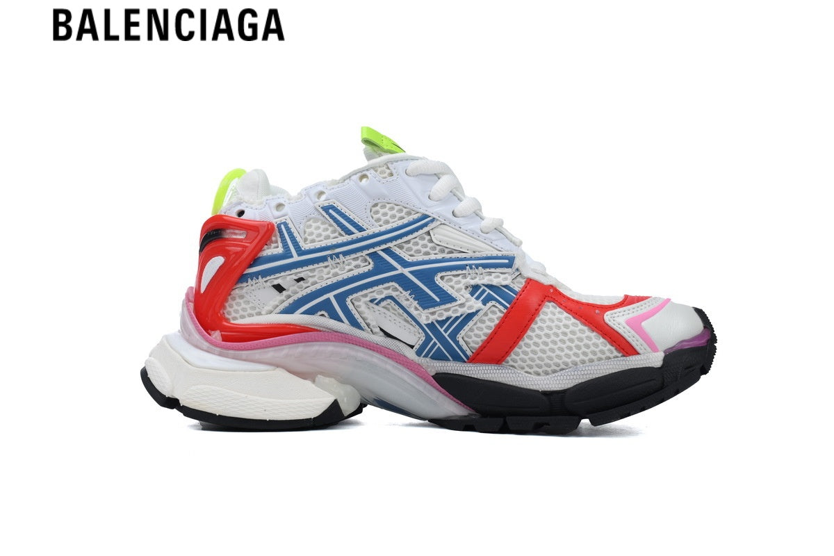 Balenciaga Runner men's shoes  women sneakers ¡ª White Mesh & Bright Pink Synthetic Overlays