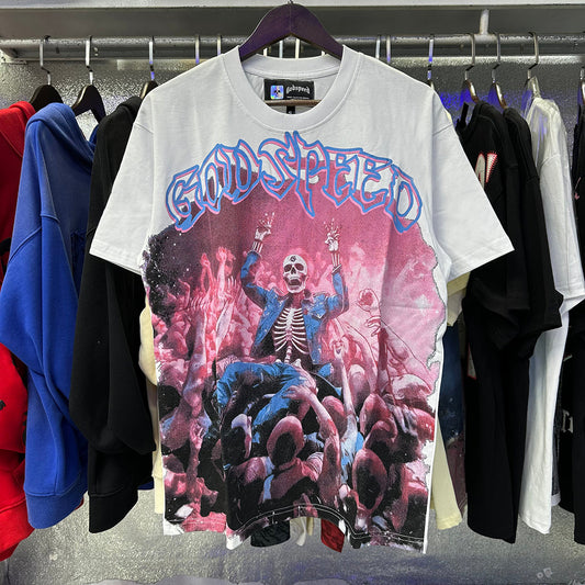 Godspeed T-shirts Skeletons Crowd Printed Cotton Casual Short Sleeves Men and Women