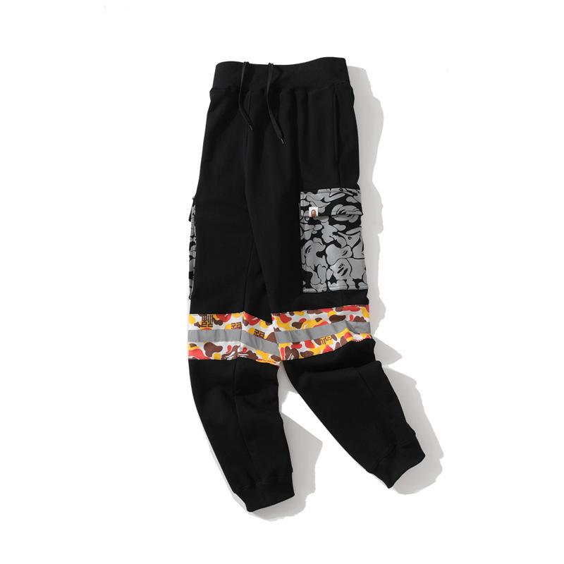Bathing Ape Pant Shark Ape Head Camouflage Reflective Pocket Trousers Loose Casual