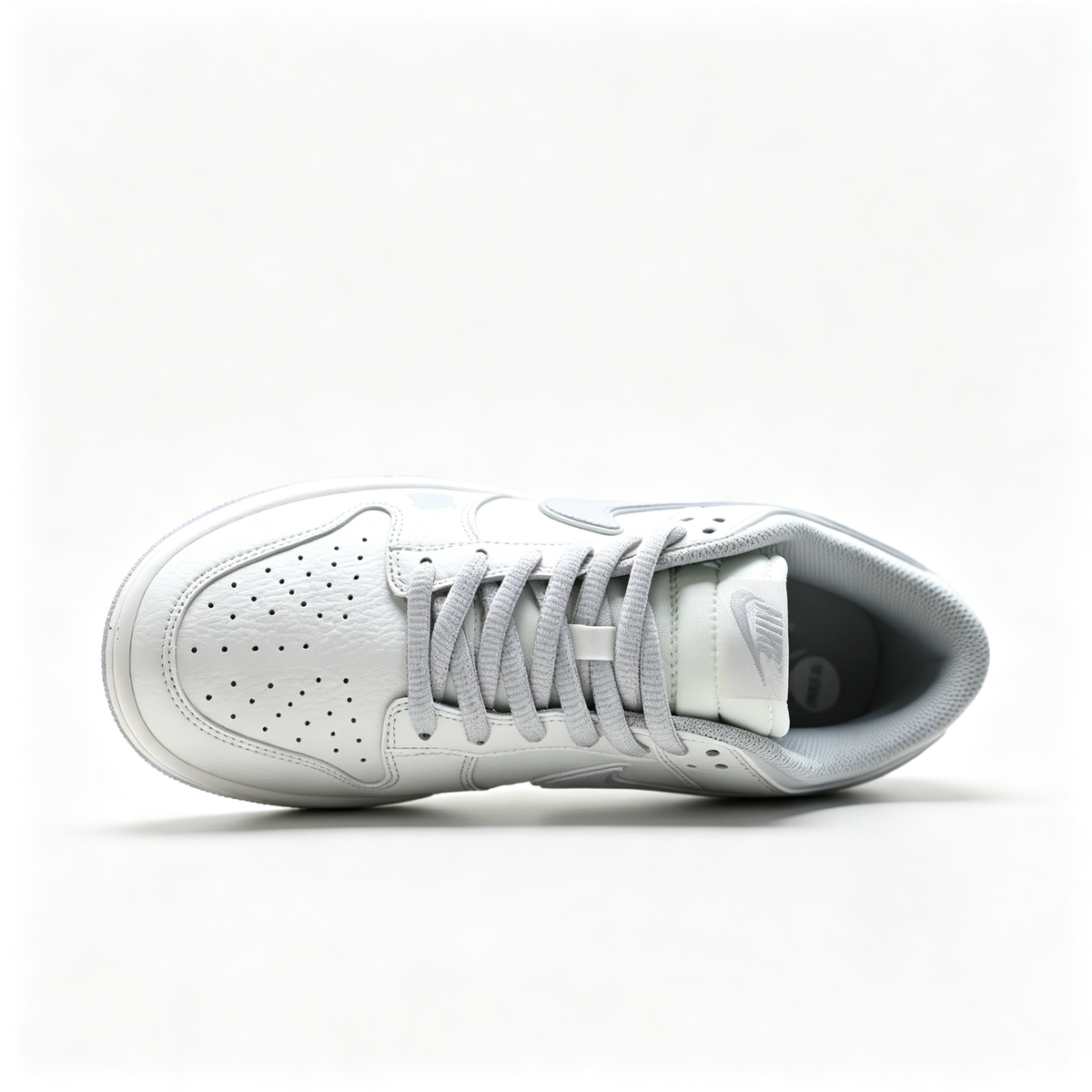 Nike Dunk Low 'Light Grey Swoosh' ¨C White Leather Low-Top Sneakers