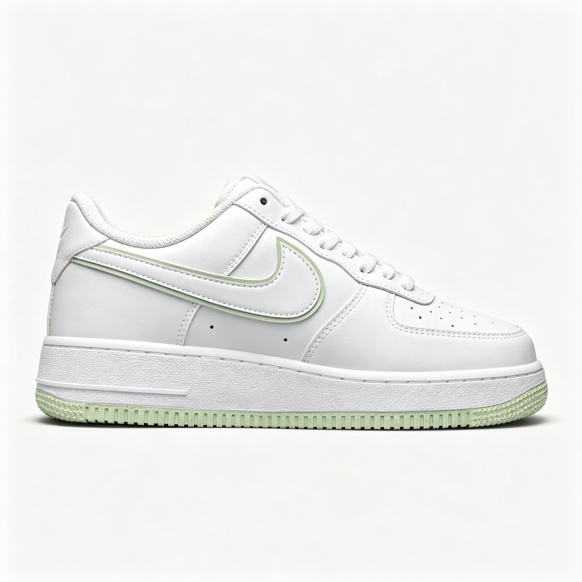 Nike Air Force 1 '07 Low Custom ¨C White / Honeydew Outline Swoosh