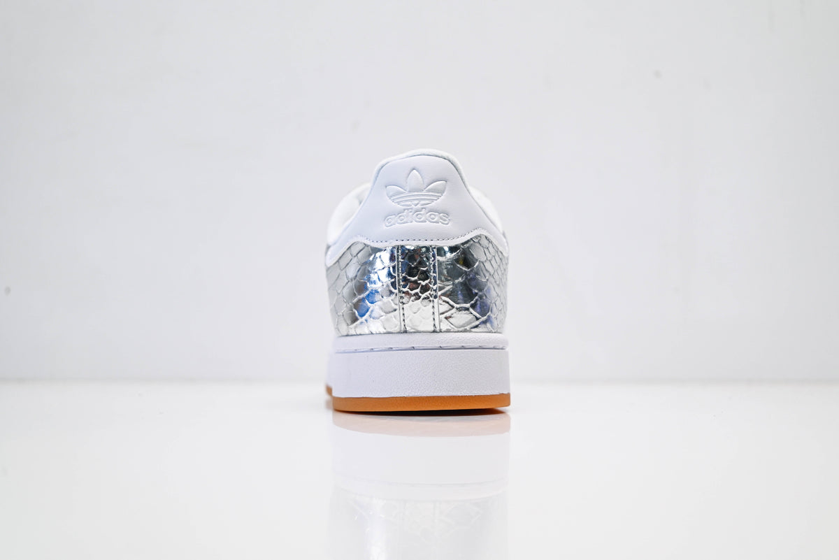 adidas Originals Superstar ¨C Silver Snake-Embossed Upper with White 3-Stripes & Gum Shell Toe