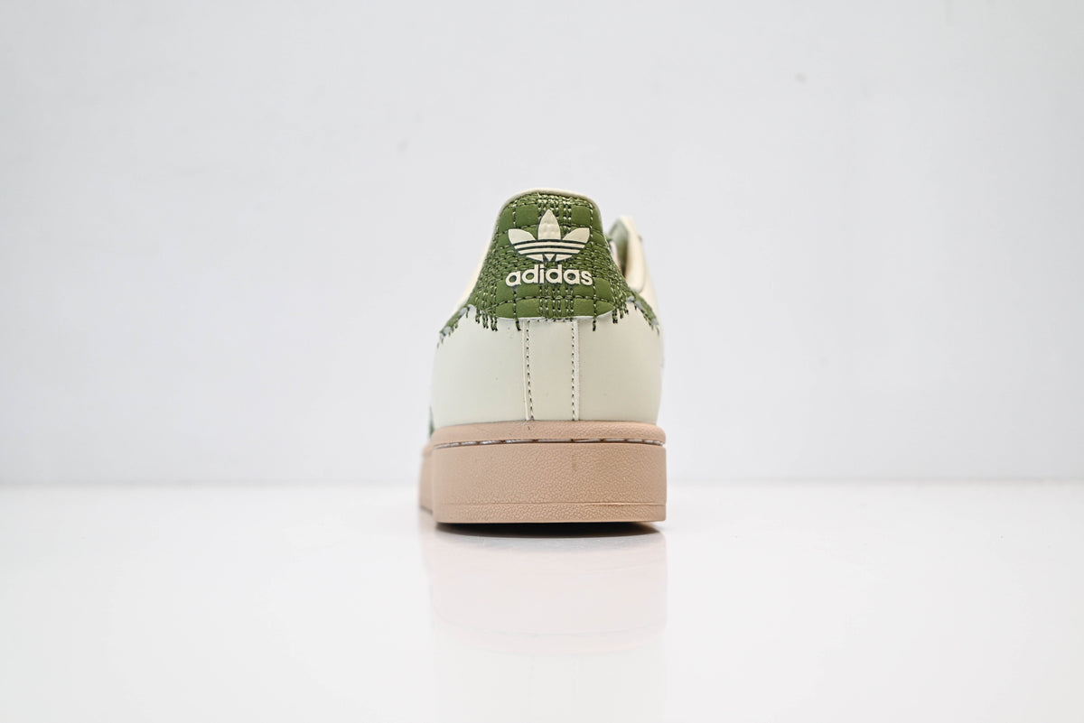 adidas Originals Superstar ¨C Off-White with Green 3-Stripes & Beige Shell Toe