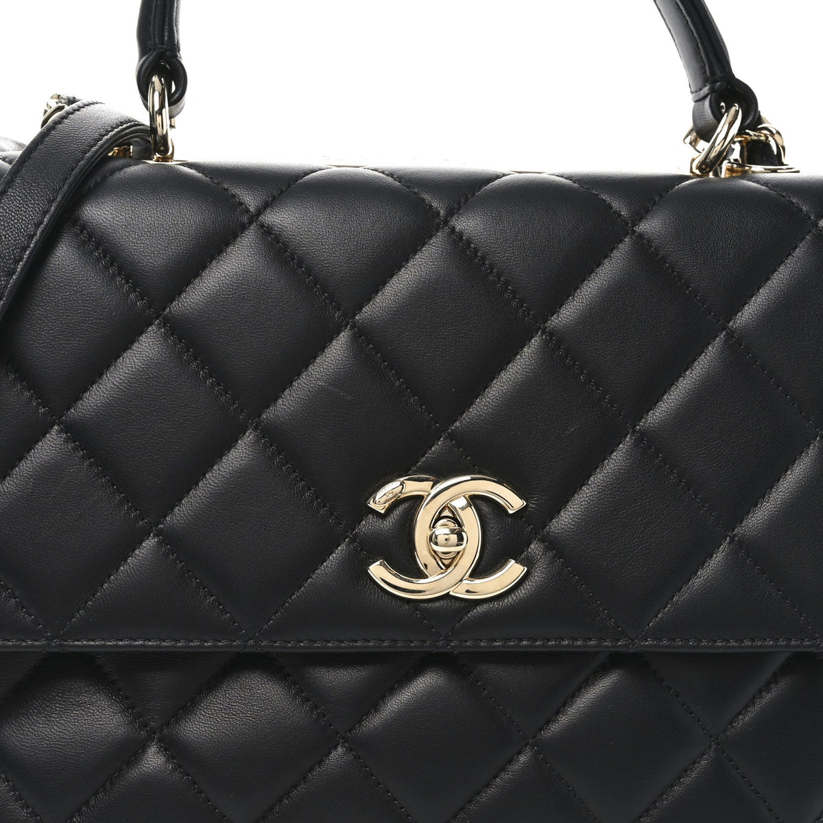 Lambskin Quilted Large Trendy CC Dual Handle Flap Bag Black