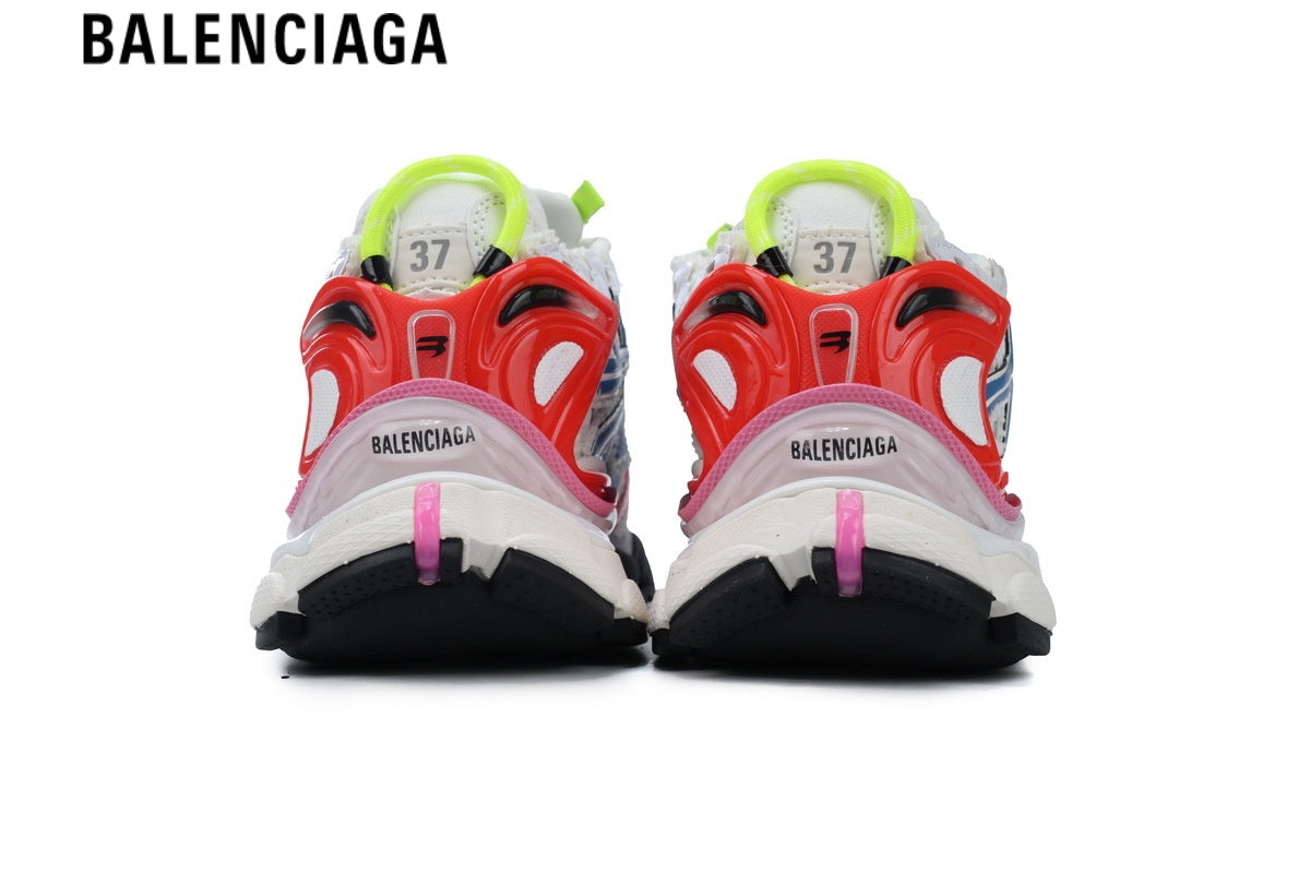 Balenciaga Runner men's shoes  women sneakers ¡ª White Mesh & Bright Pink Synthetic Overlays