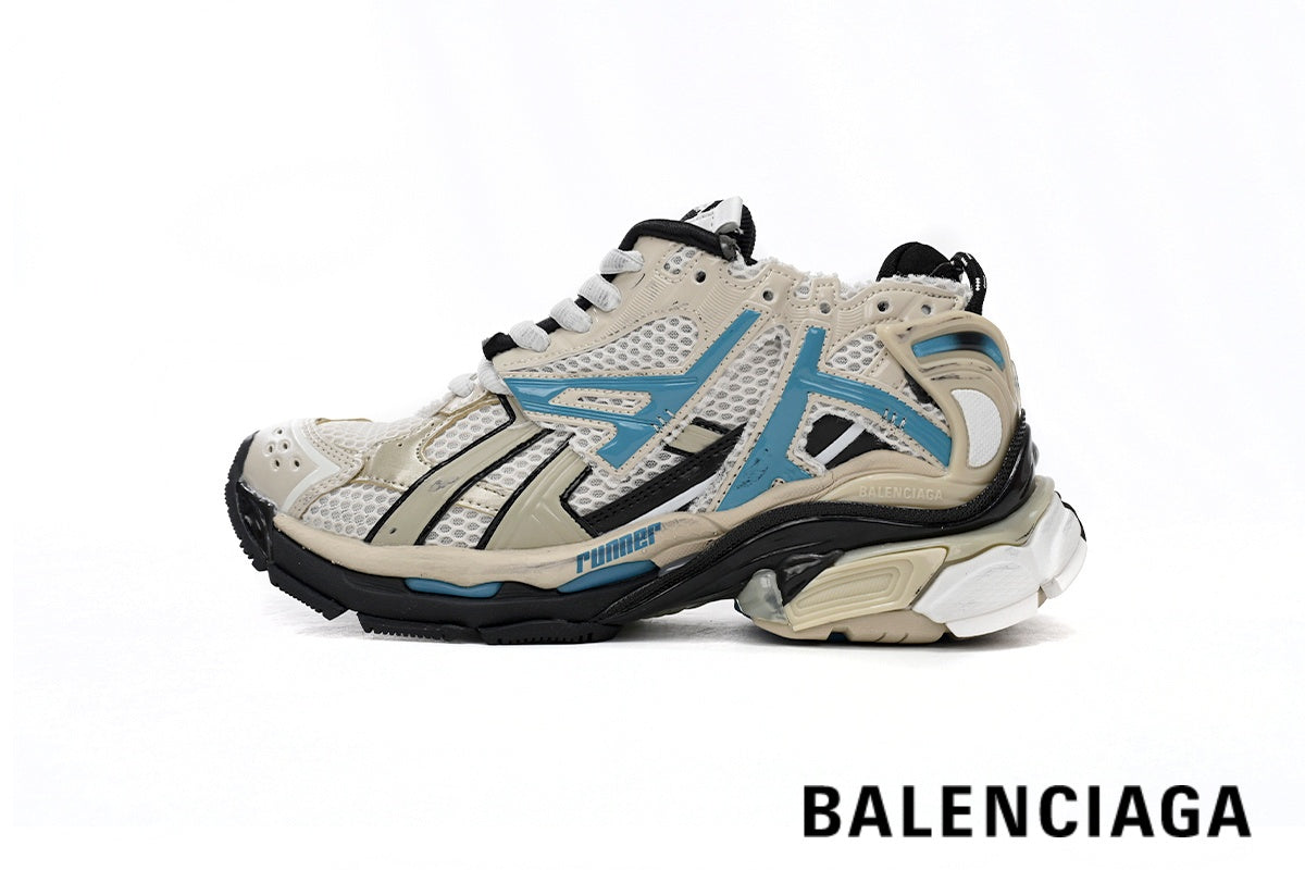 Balenciaga Runner men's shoes  women sneakers ¨C Beige & Blue