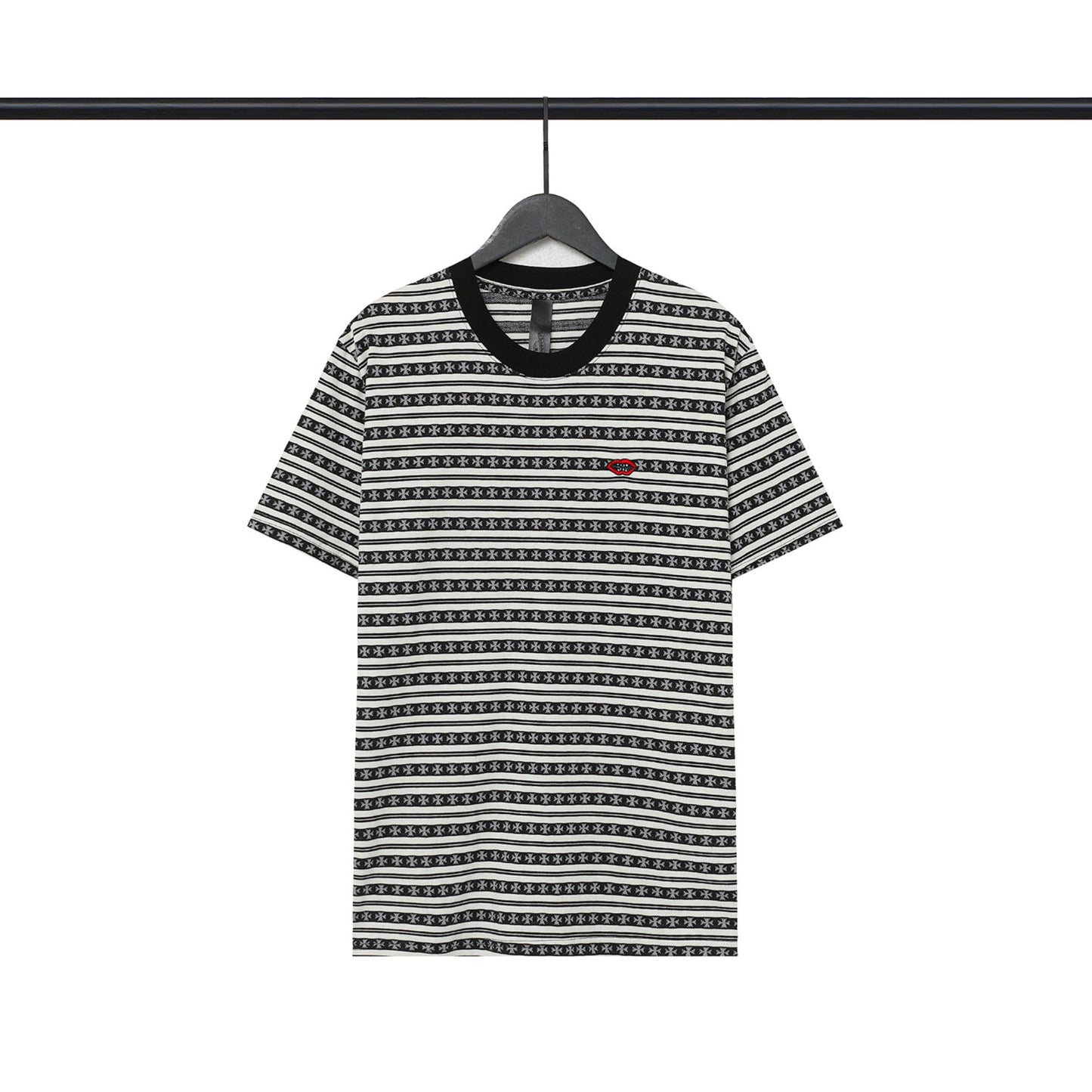 Chrome Heart T Shirts Poison Home Stripe Jacquard Embroidery Short Sleeve Couple T-Shirt