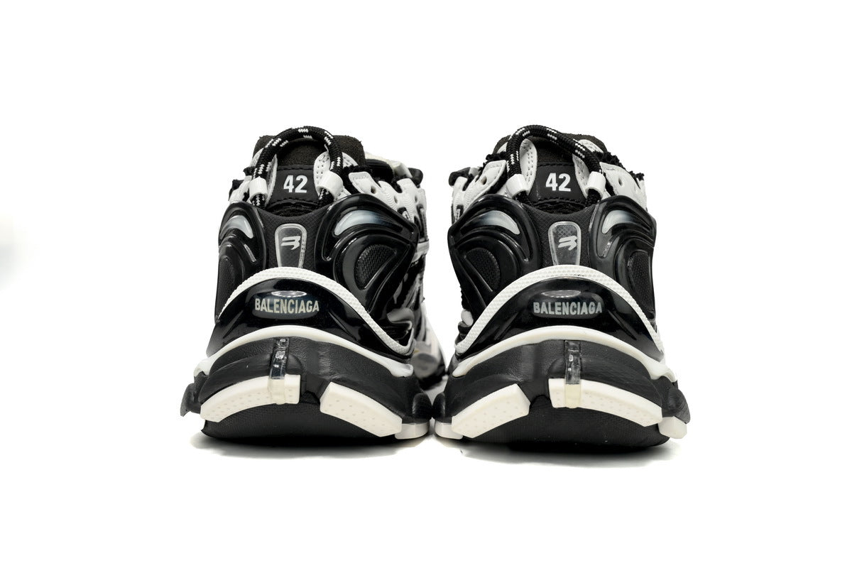 Balenciaga men's shoes Track  ¨C Distressed Low-Top Runner Sneaker Black and White