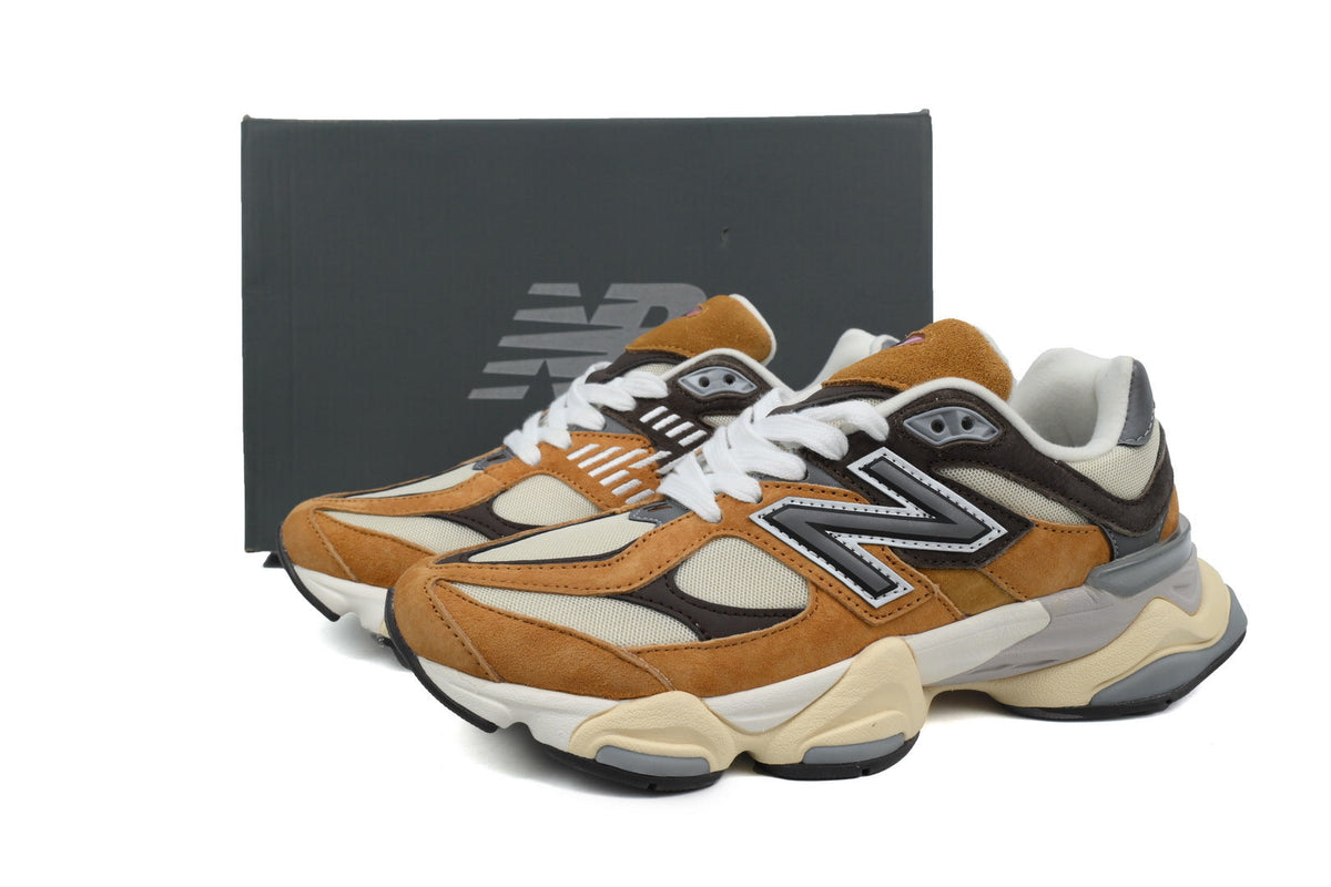 New Balance 9060 Women's & Men's Brown Cream Chunky Retro Sneakers