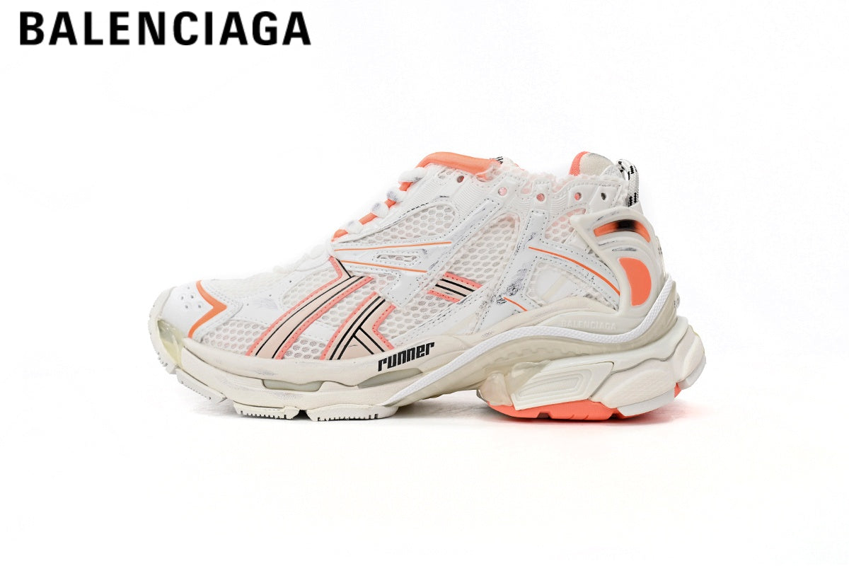Balenciaga Runner men's shoes  women sneakers ¡ª White / Orange