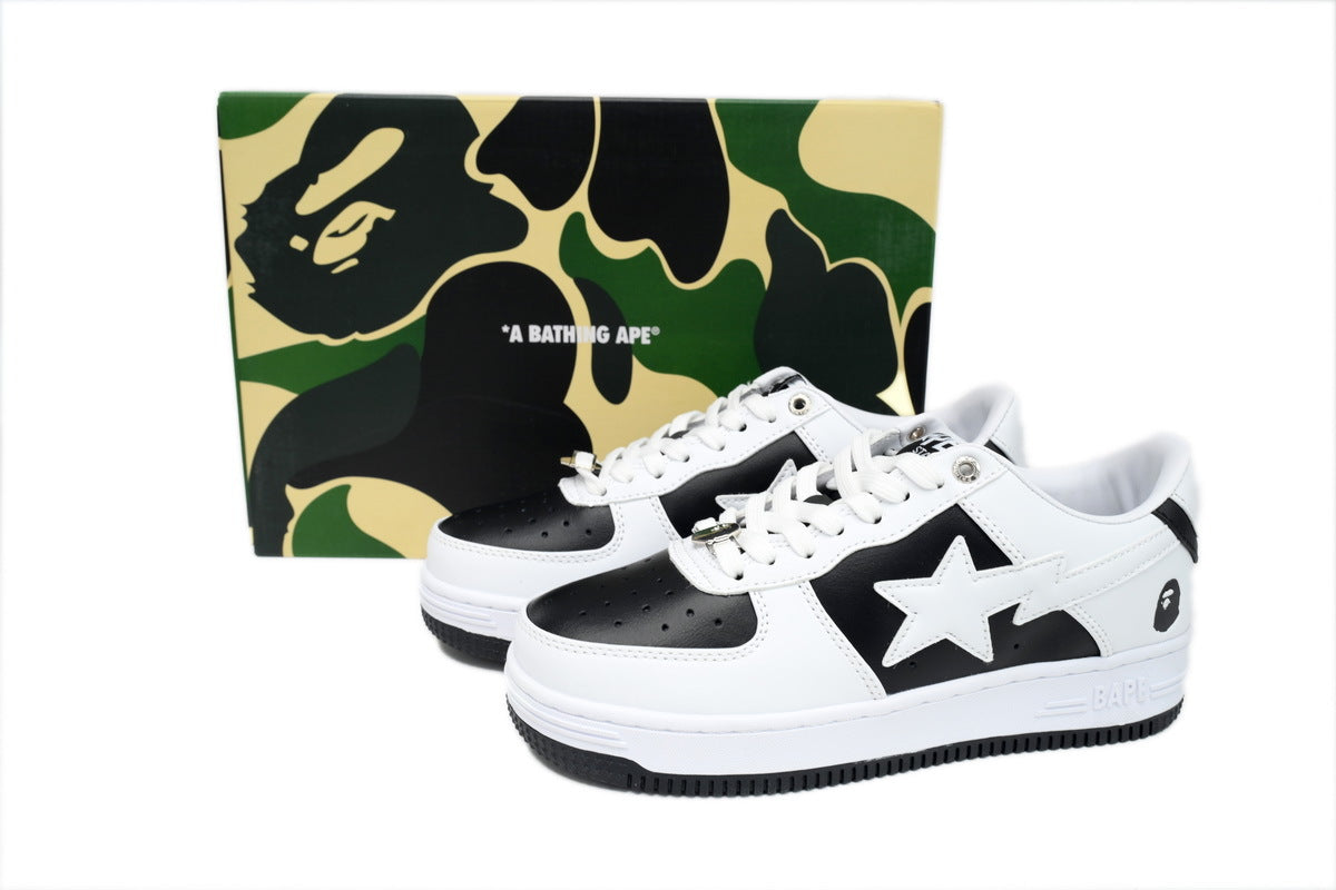 A BATHING APE BAPE STA White & Black White-Star Sneakers | Women's & Men's Skate-Inspired Shoes