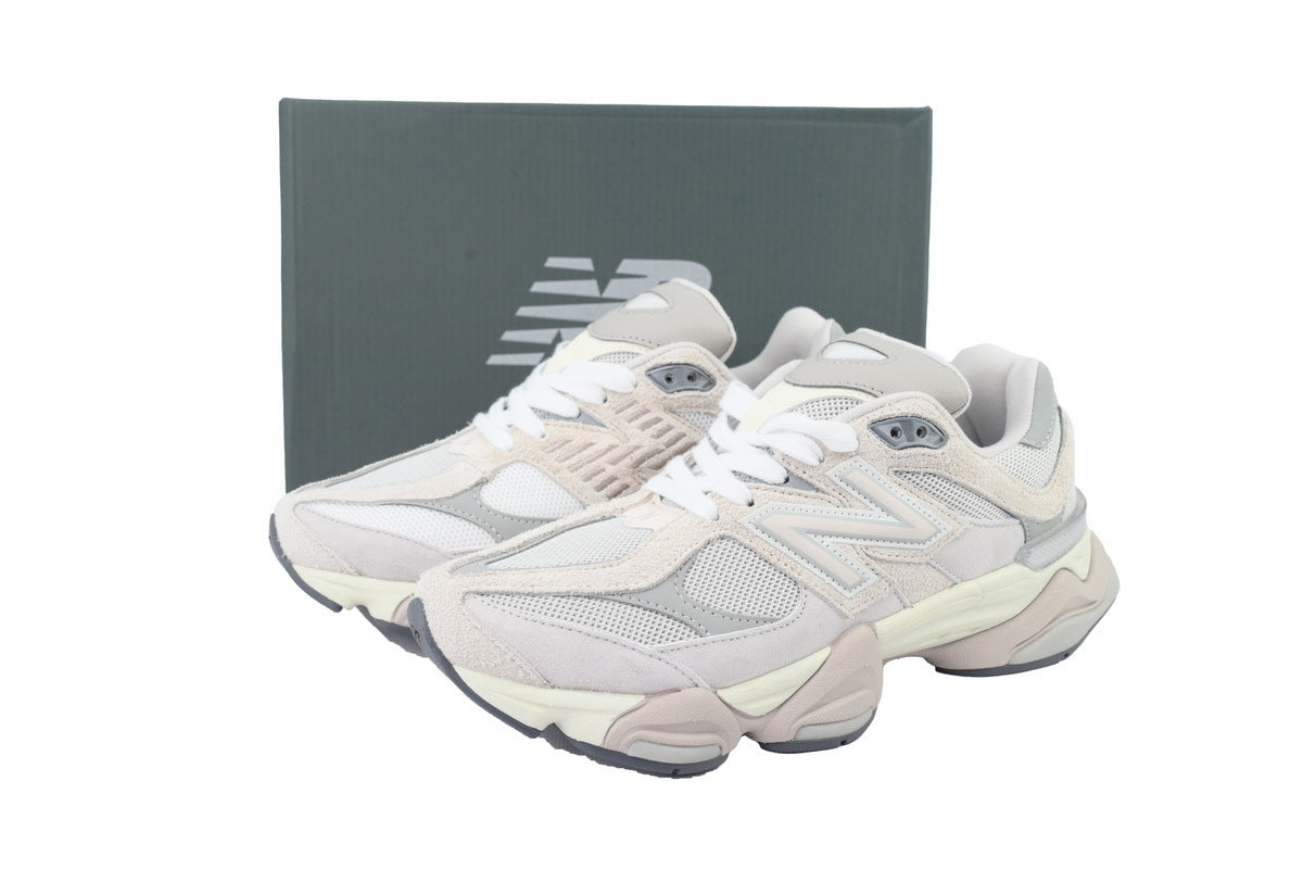 New Balance 9060 Women's & Men's White Grey Cream Chunky Retro Sneakers