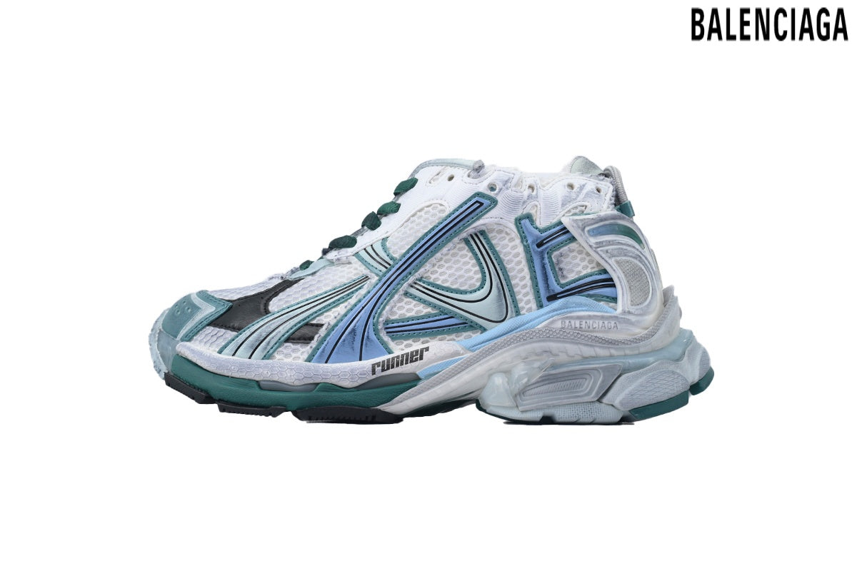 Balenciaga Runner men's shoes  women sneakers ¨C White, Green & Blue