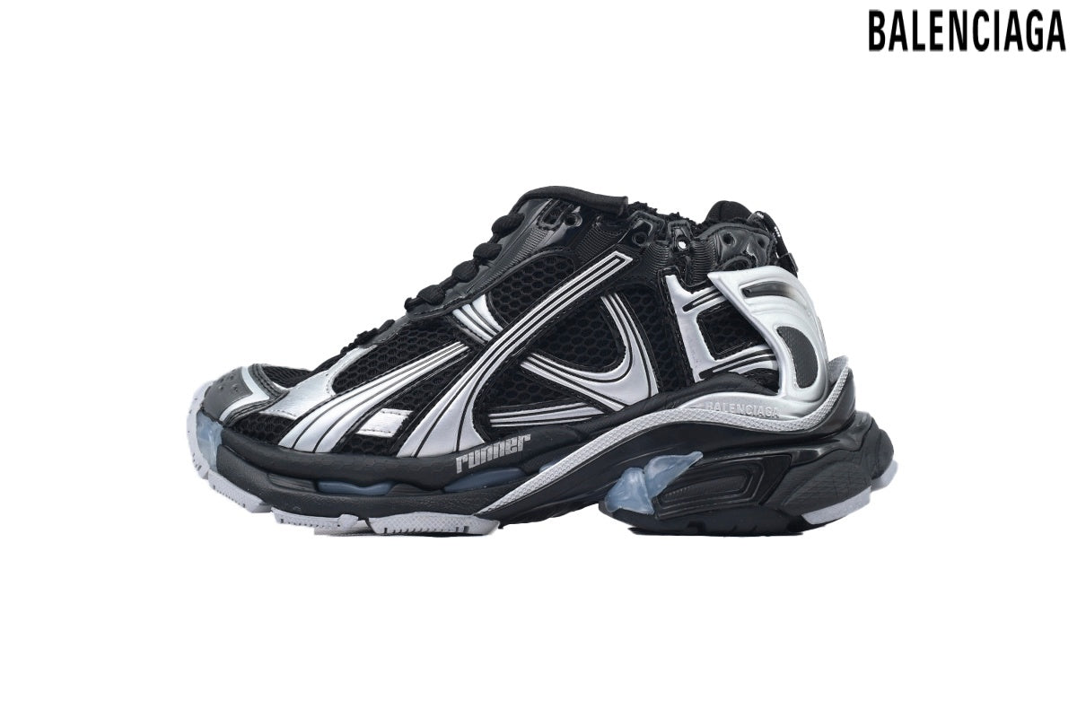 Balenciaga Runner men's shoes  women sneakers ¨C Black & Silver
