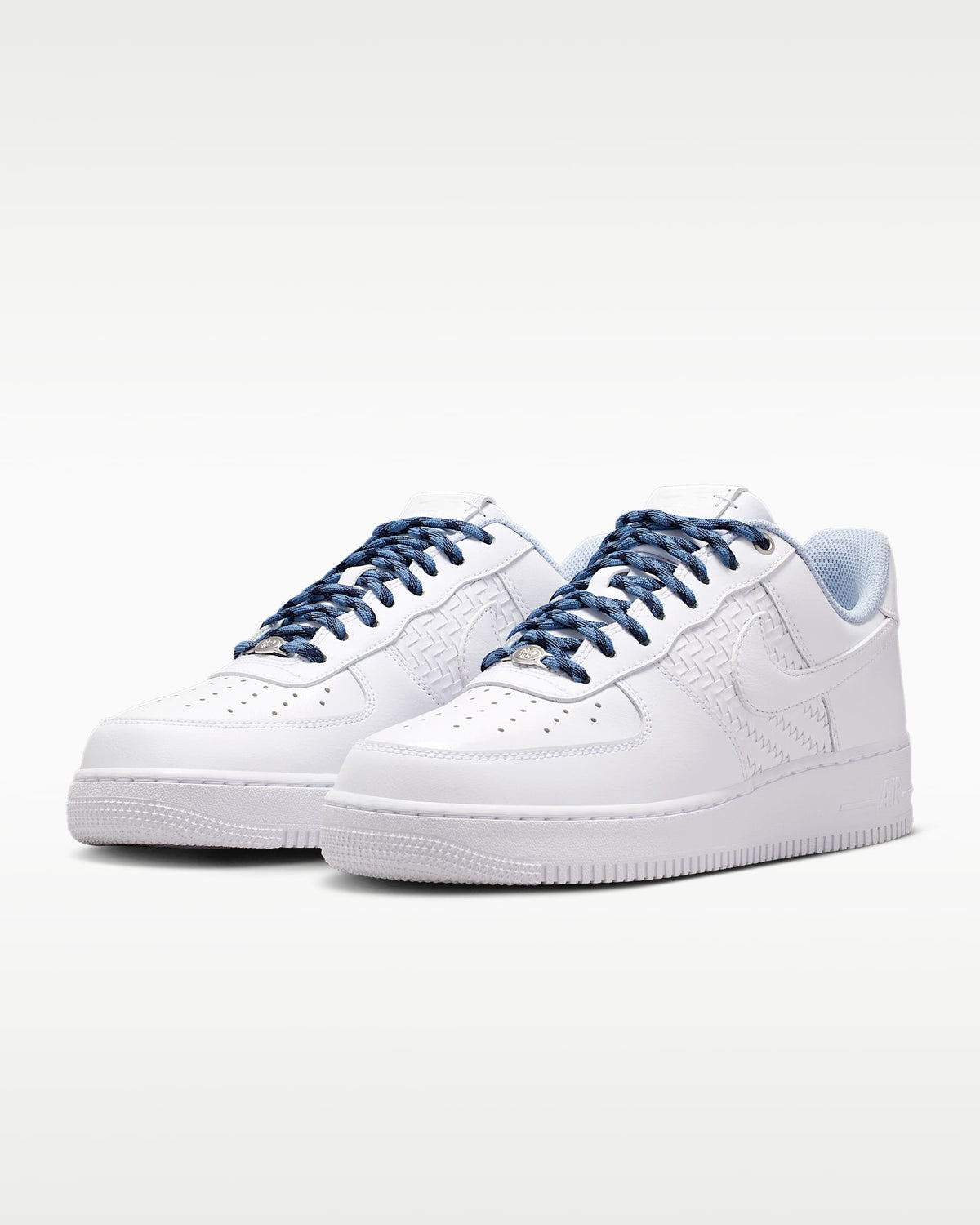 Nike Air Force 1 '07 White Woven Detail Blue Rope Laces Sneakers mens low top shoes