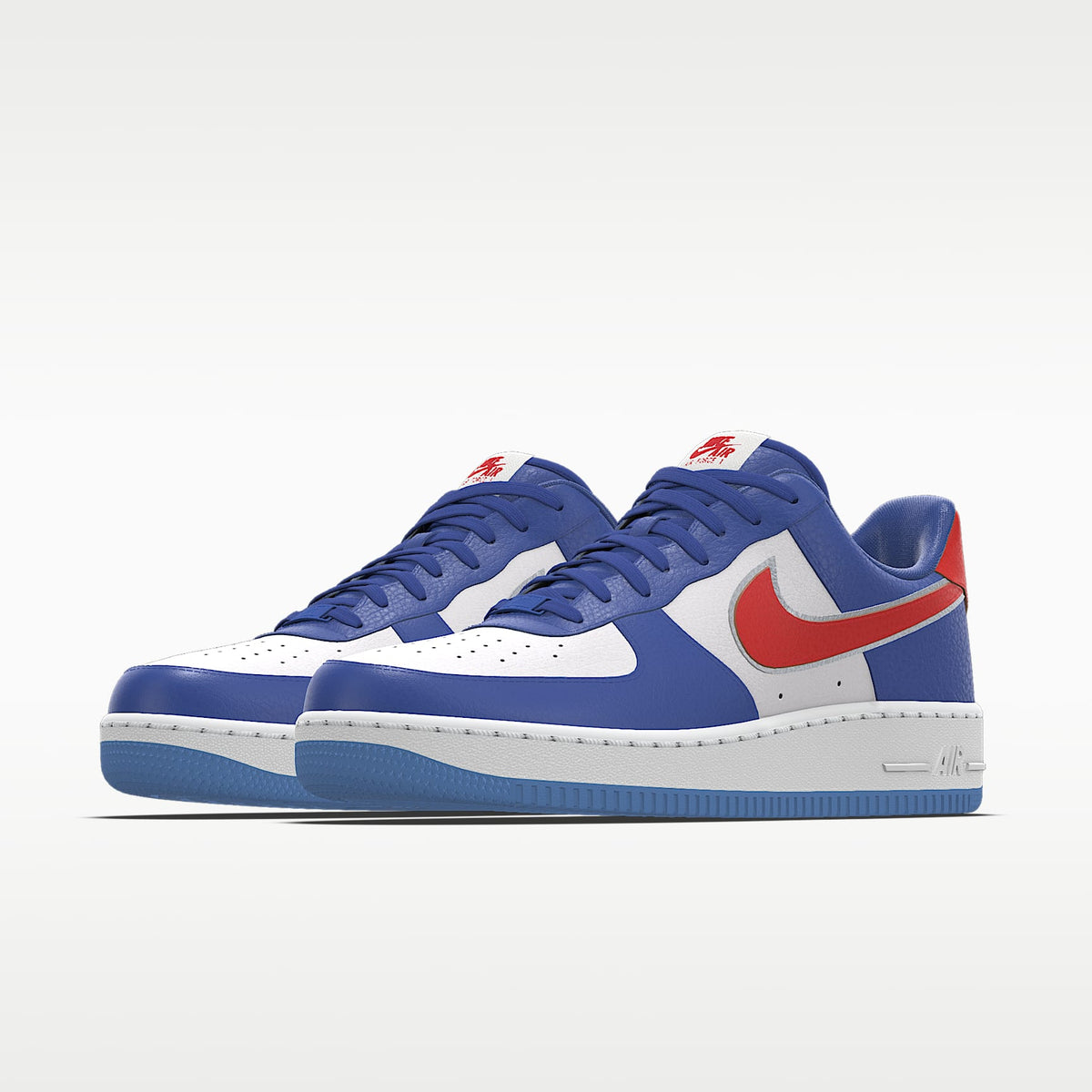 Nike Air Force 1 '07 White Blue Red Silver Outline Color-Block Sneakers mens low top shoes