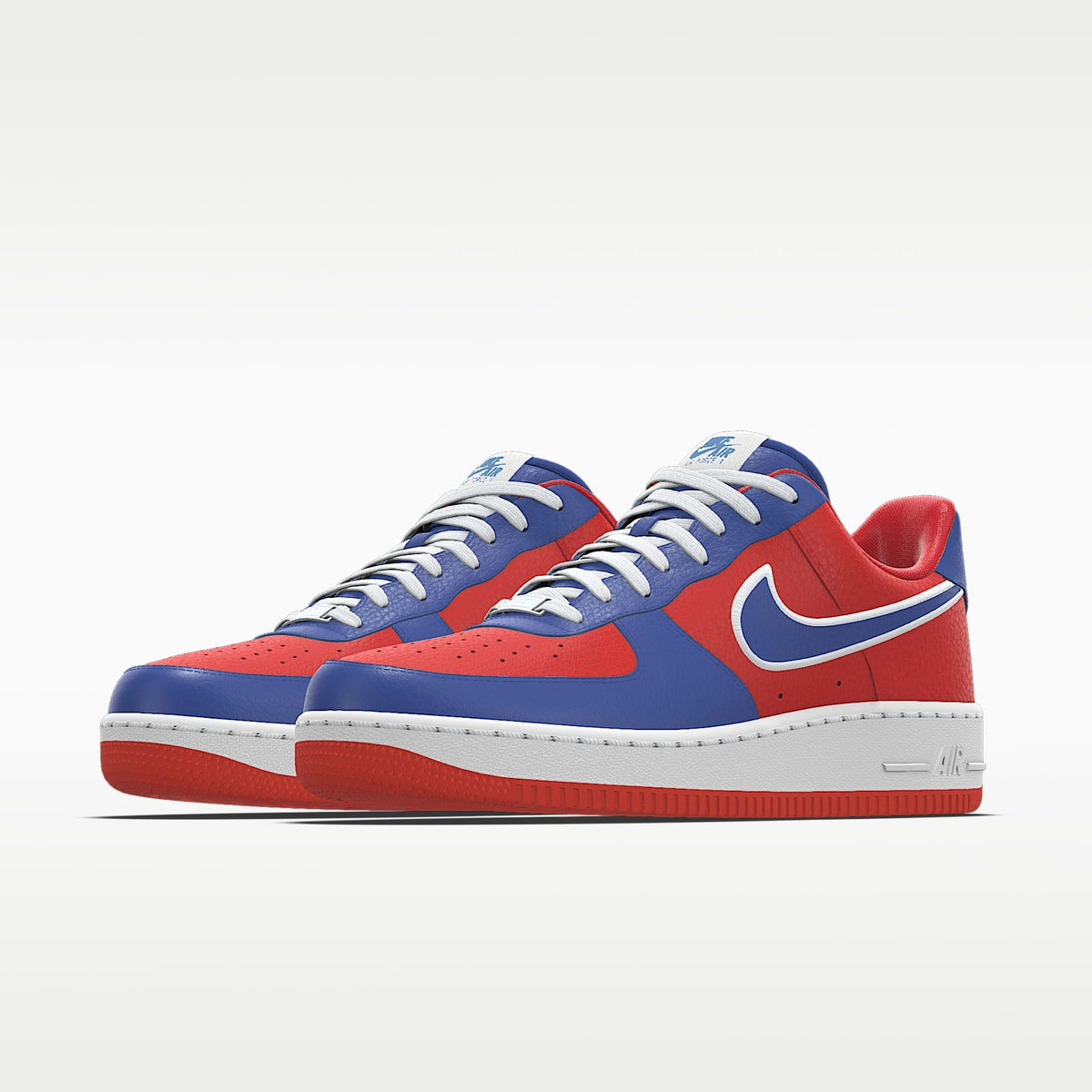 Nike Air Force 1 '07 Red Blue White Outline Color-Block Sneakers mens low top shoes