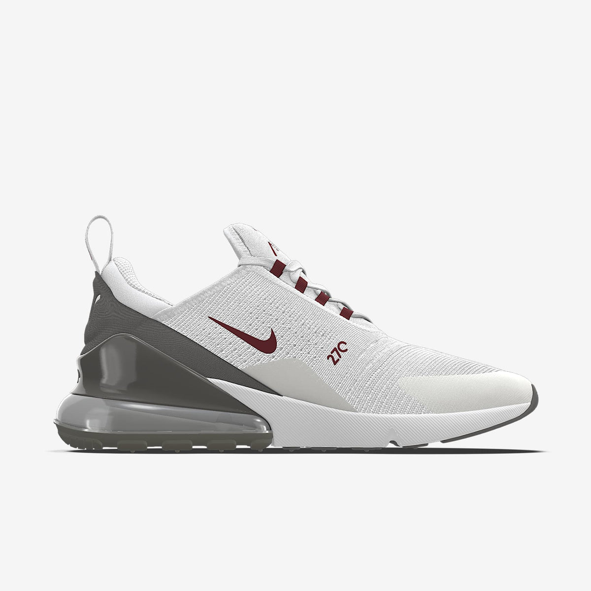 Nike Air Max 270 By You ¨C White/Burgundy/Dark Grey Custom Sneaker