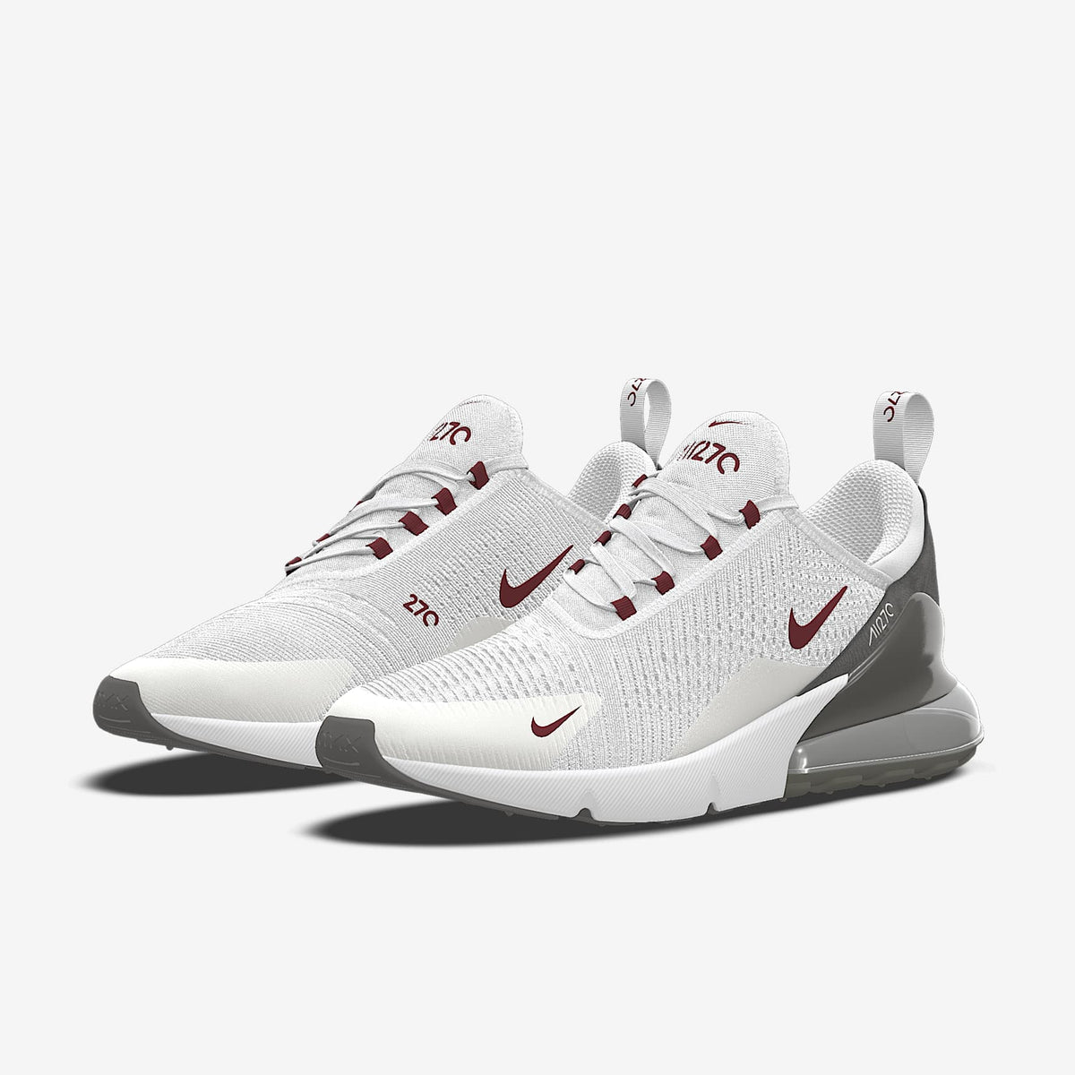 Nike Air Max 270 By You ¨C White/Burgundy/Dark Grey Custom Sneaker