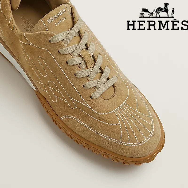 Herm¨¨s Khaki Suede Stitched Sneaker