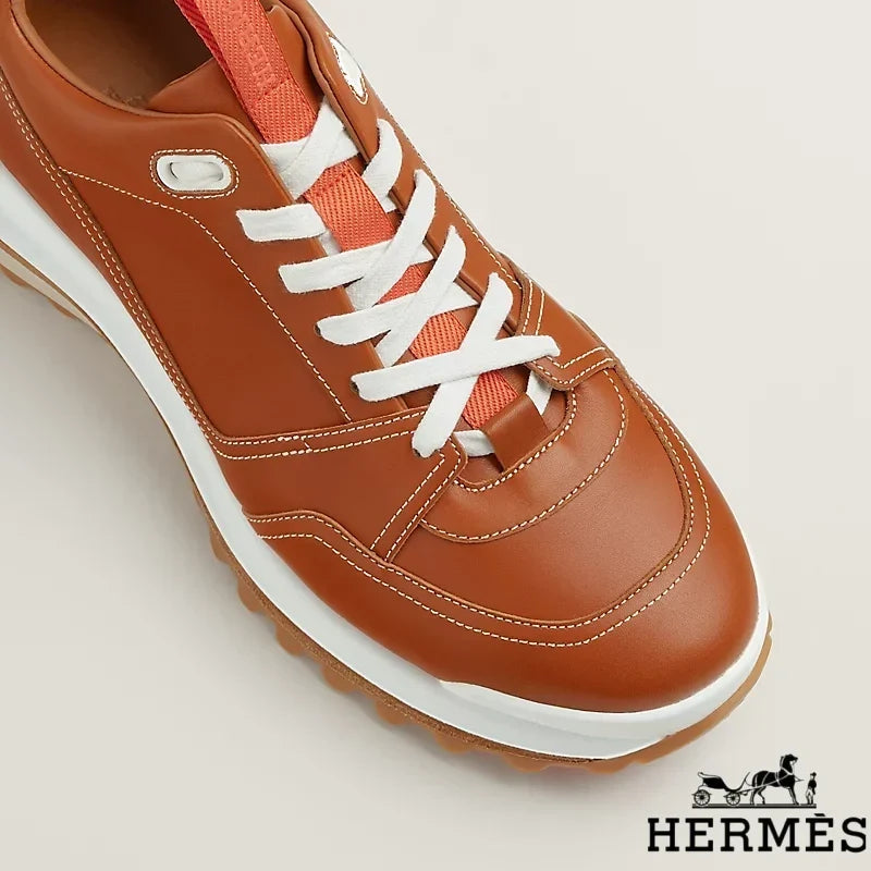 Herm¨¨s Brown Leather Hiking Sneakers