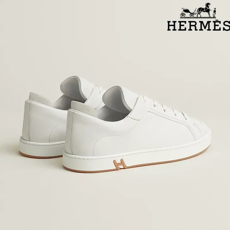 Herm¨¨s womens shoes men sneaker White Leather Sneakers