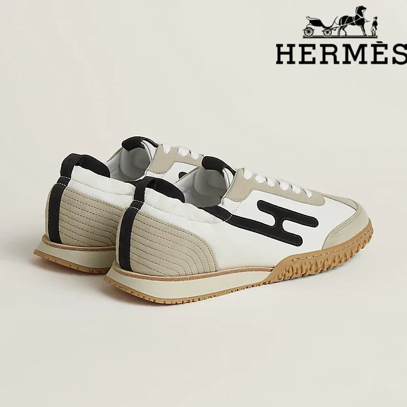 Herm¨¨s Jet Sneaker in White, Beige and Black