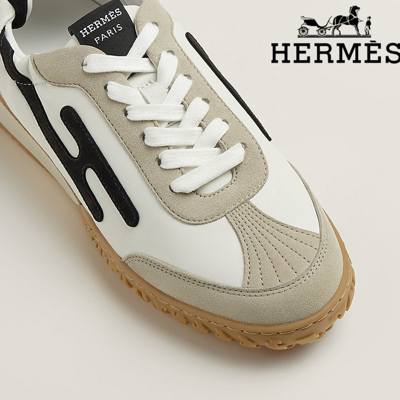 Herm¨¨s Jet Sneaker in White, Beige and Black