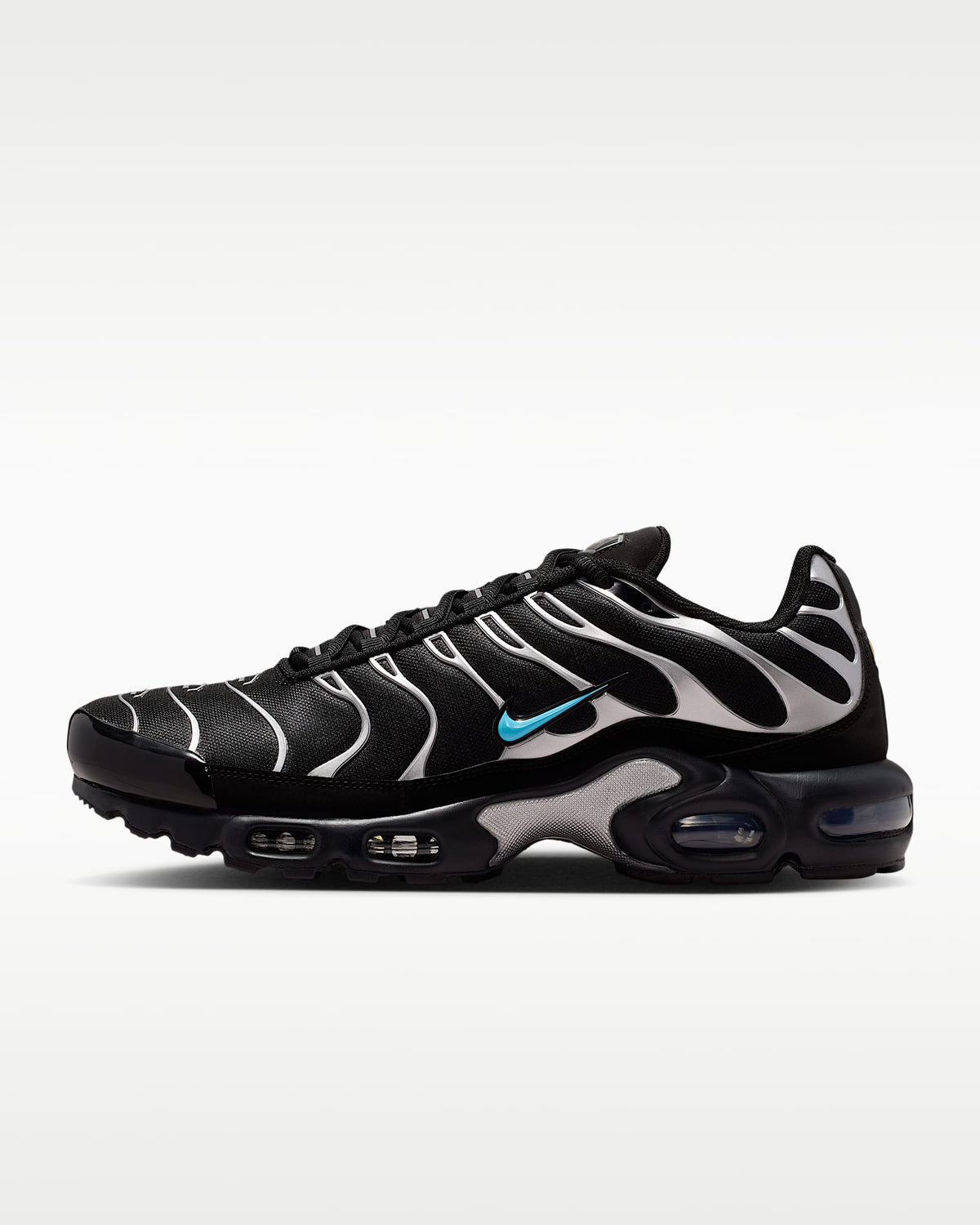 Nike Air Max Plus ¨C Black/Metallic Silver/Cyan Blue Sneaker