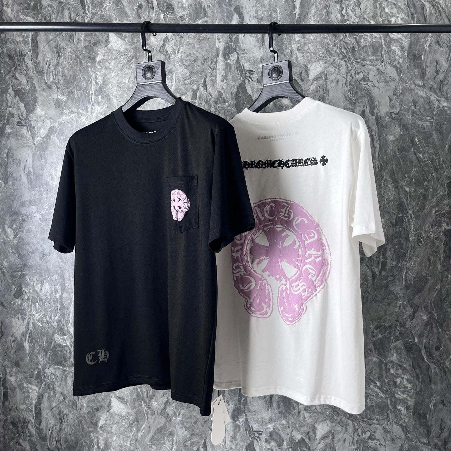 Chrome Heart T Shirts Chrome Hearts Pink Sanskrit Short Sleeve T-Shirt