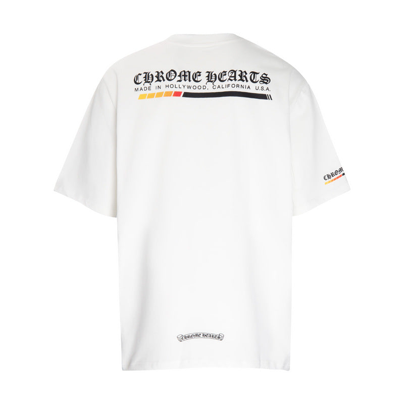 Chrome Heart T Shirts Croix letter print Sanskrit loose casual short sleeves