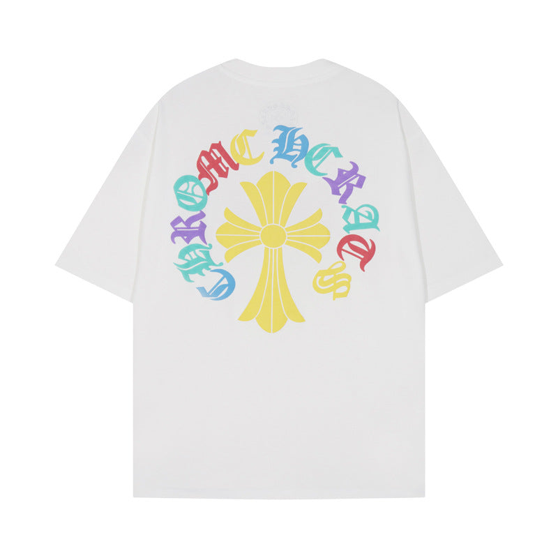 Chrome Heart T Shirts Cross Print Short Sleeve T-Shirt Loose