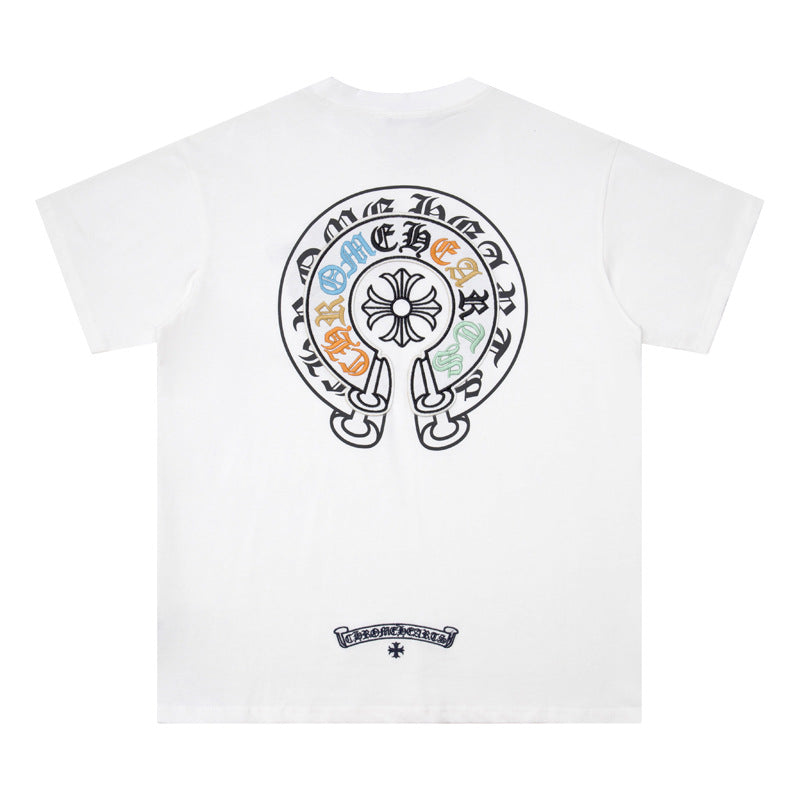 Chrome Heart T Shirts Horseshoe Patch Embroidery Short Sleeve T-Shirt