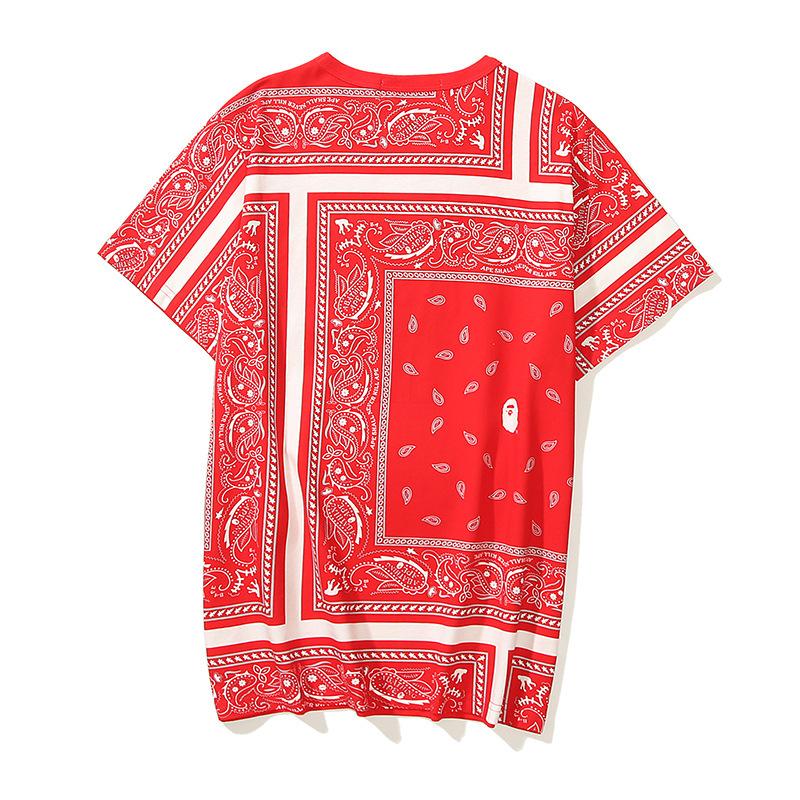 Bathing Ape T-Shirt Summer Color Block Printing Fashion Short Sleeve T-shirt