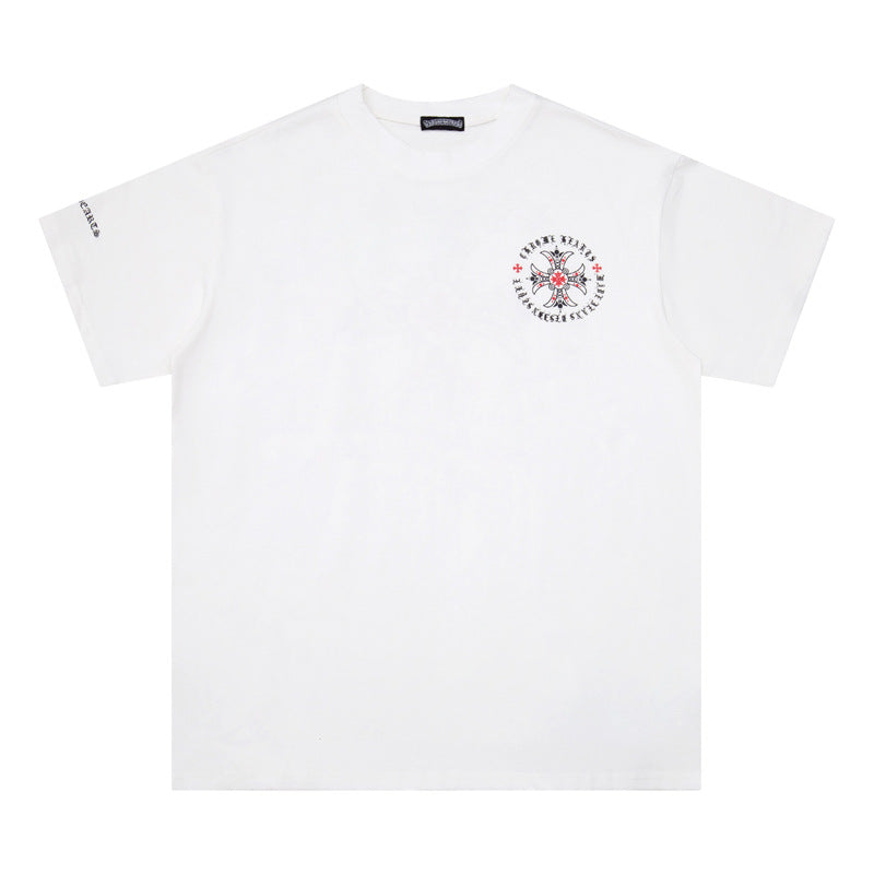 Chrome Heart T Shirts Red Cross Sanskrit Letter Short Sleeve T-Shirt