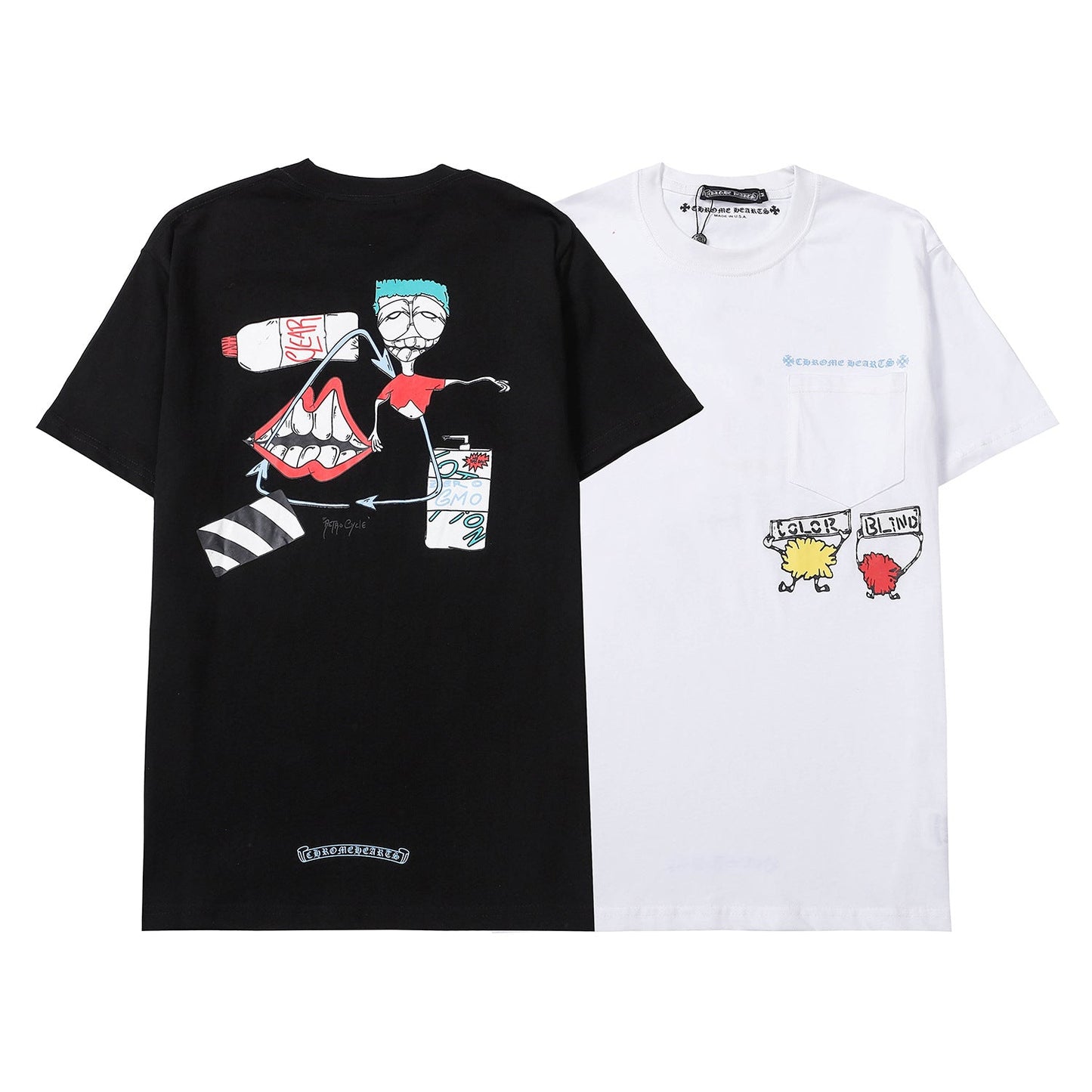 Chrome Heart T Shirts Crowe Summer Short Sleeve Hip Hop Men's and Women's T-Shirts