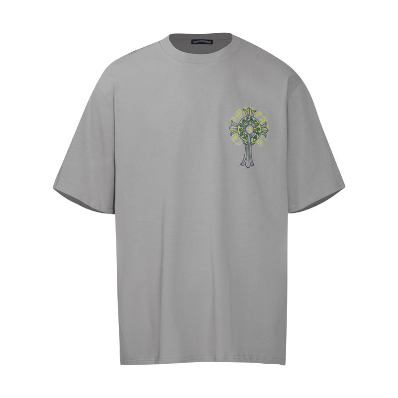 Chrome Heart T Shirts Cross Print Short Sleeve T-Shirt Loose