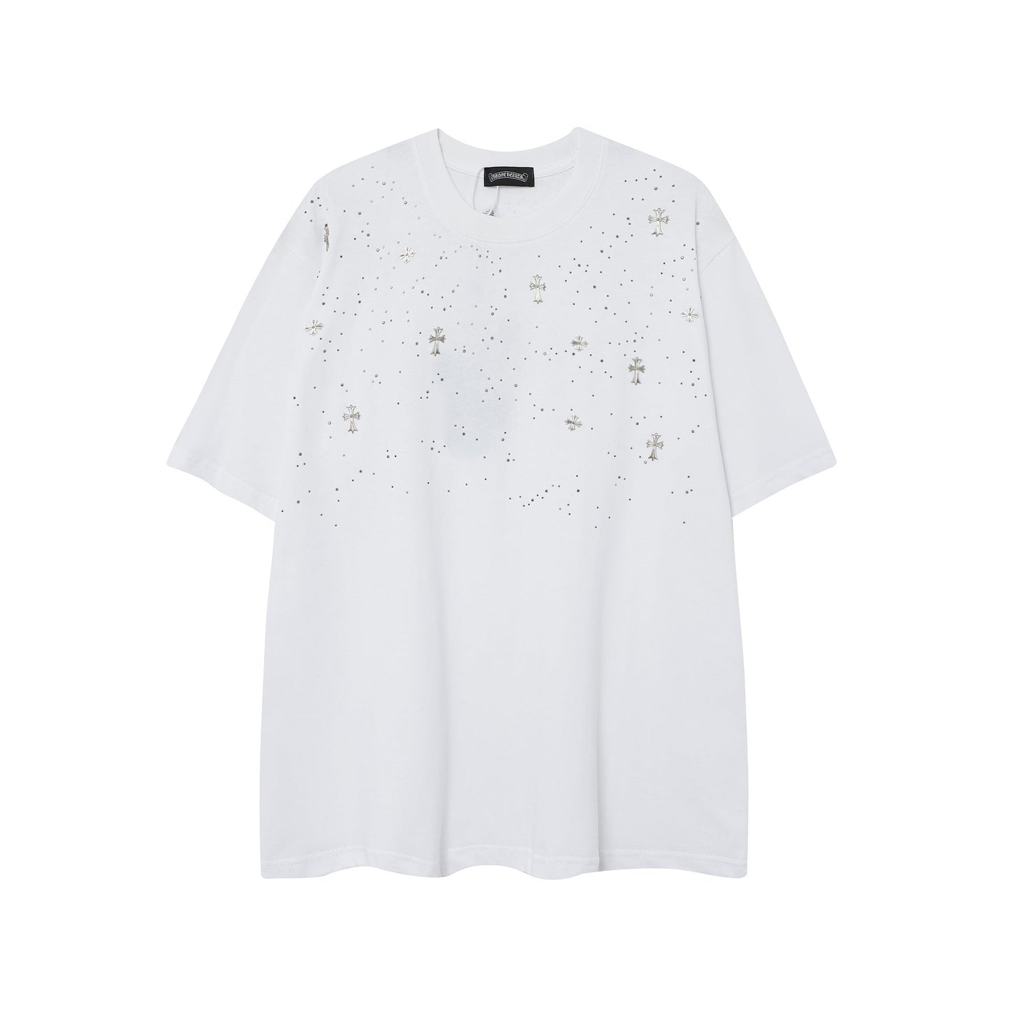 Chrome Heart T Shirts CH Gypsy Hot Diamond Cross Crew Neck Short Sleeve T-Shirt