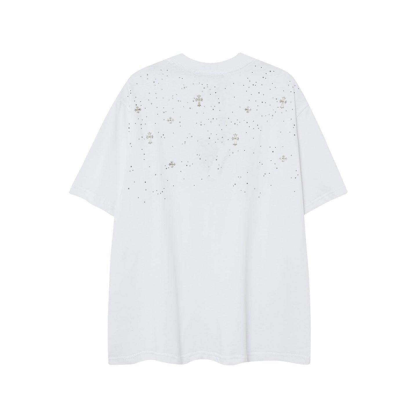 Chrome Heart T Shirts CH Gypsy Hot Diamond Cross Crew Neck Short Sleeve T-Shirt