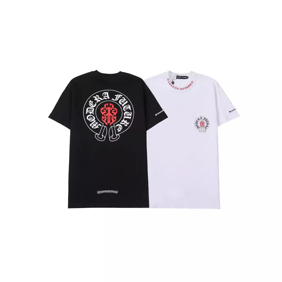 Chrome Heart T Shirts Croix Cross Color Leather Printed Short Sleeve T-Shirt