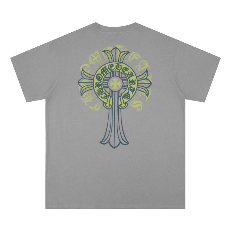 Chrome Heart T Shirts Cross Print Short Sleeve T-Shirt Loose