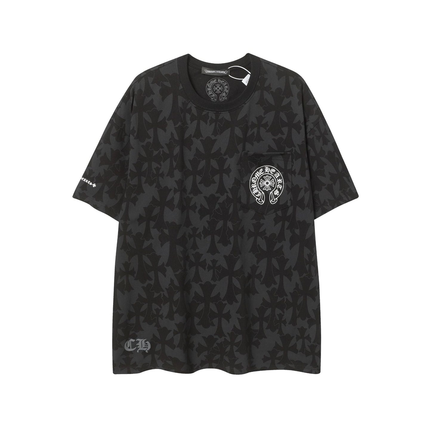 Chrome Heart T Shirts Sanskrit logo embroidery fashion versatile loose T-shirt