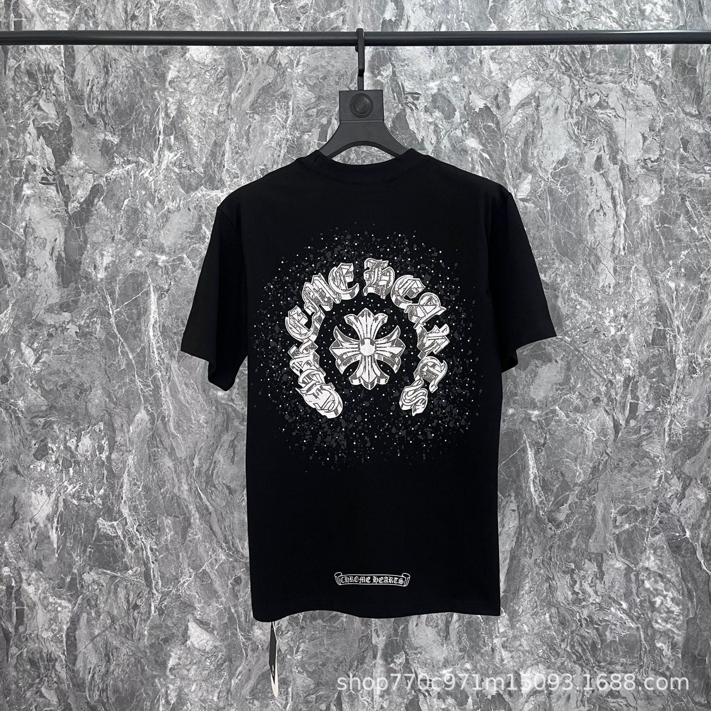 Chrome Heart T Shirts Cross Print Short Sleeve T-Shirt Loose
